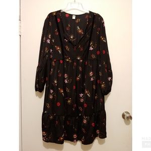Old Navy Black Floral Swing Dress